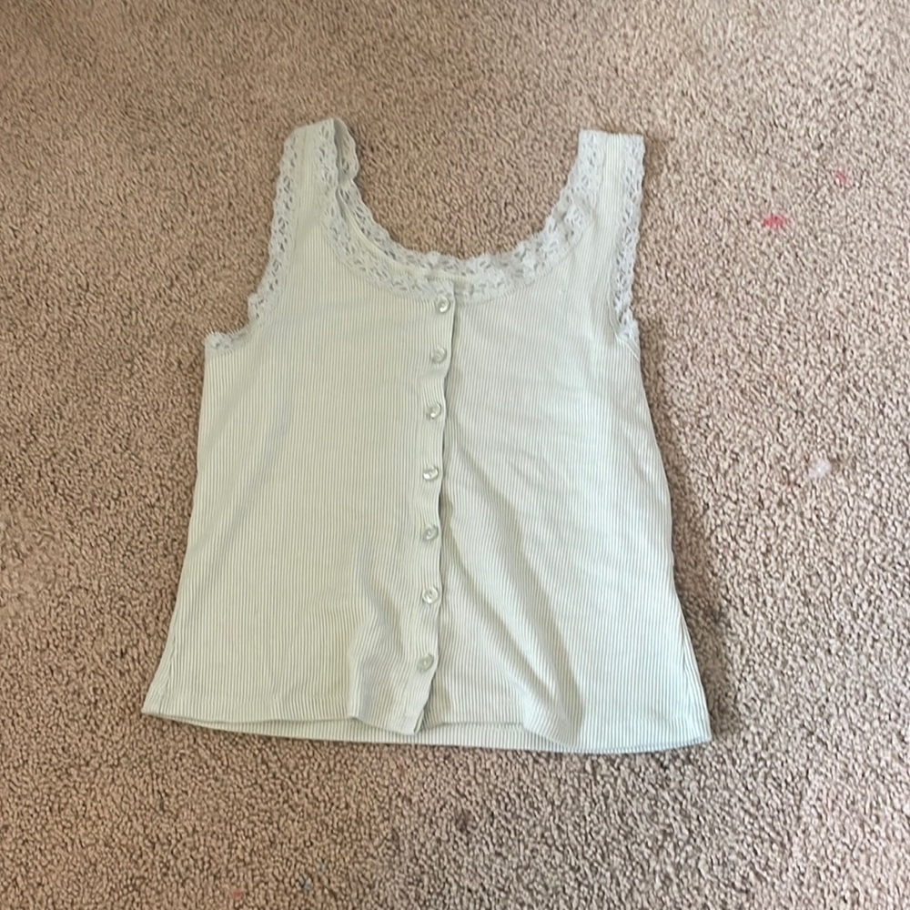xs green so button down tank top